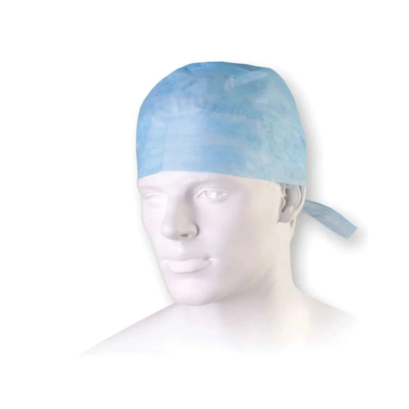 Calot médical bleu avec liens - Sachet de 100