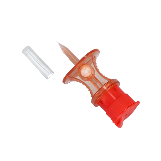 Canule de prélèvement stérile rouge avec filtre à bactéries et à particules - Boîte de 100