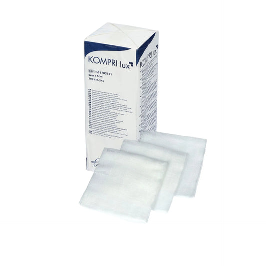 Compresses de gaze non stériles 17 fils 12 plis - Boîte de 100 – 10 x 10 cm